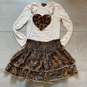 Imoga size 4 super soft shirt and skirt- animal print and floral